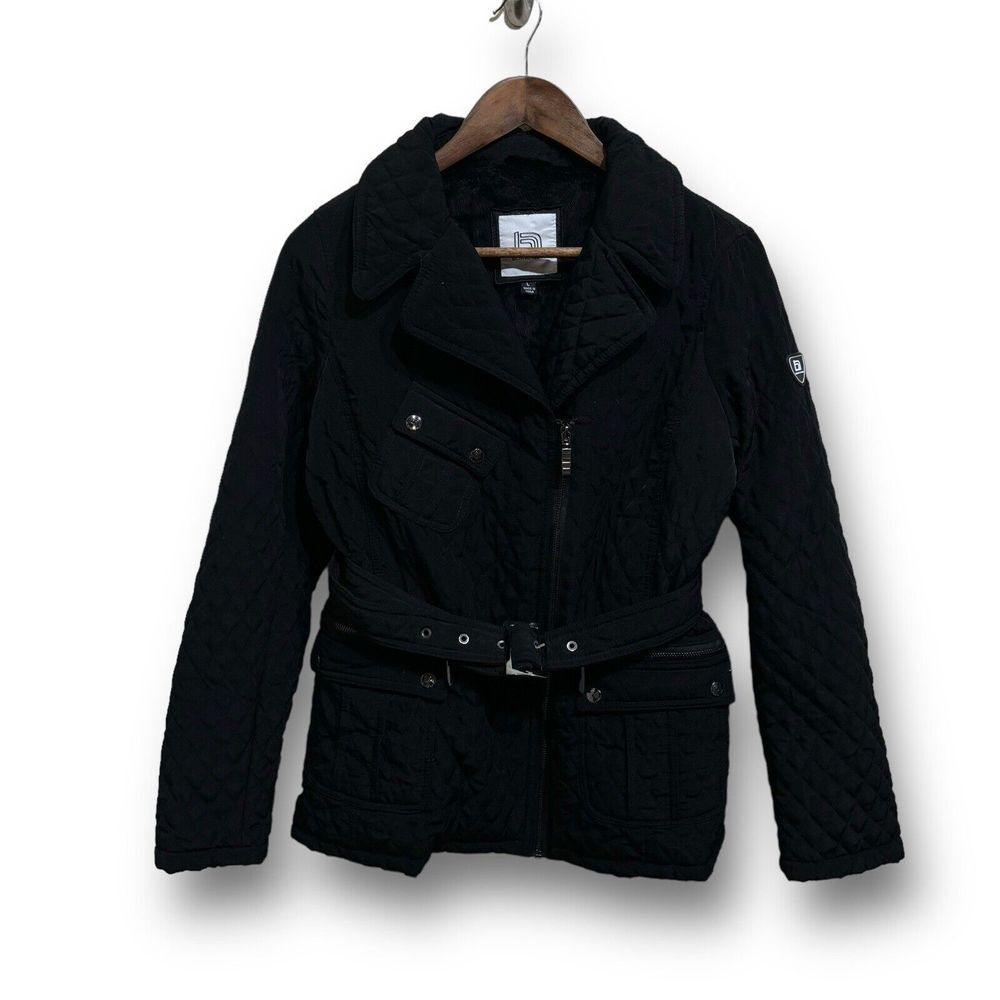 Blanc Noir Women's Quilted Moto Zip Up Jacket Black Size Large 20 x 27